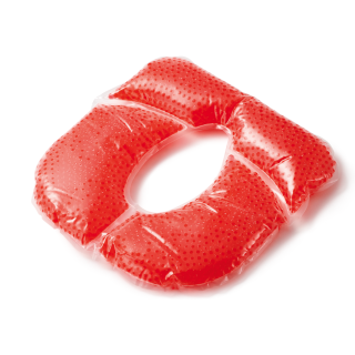 Coussin en gel rouge garni de perles