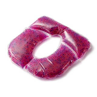 Coussin en gel rose et violet garni de perles