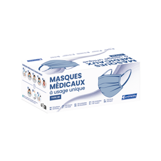 Masque chirurgical 3 plis Type IIR - Boîte de 50