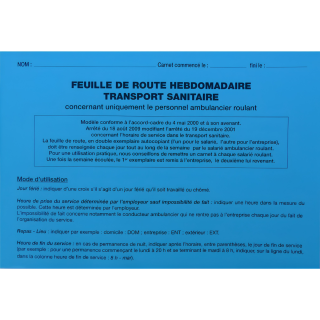 Carnet de Feuilles de Route Hebdomadaire – 50 Liasses
